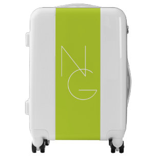 Modern 2 Overlapping Initials Lime Green Luggage