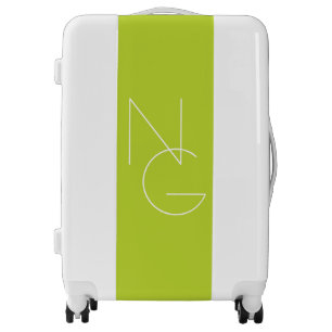 Modern 2 Overlapping Initials Lime Green Luggage