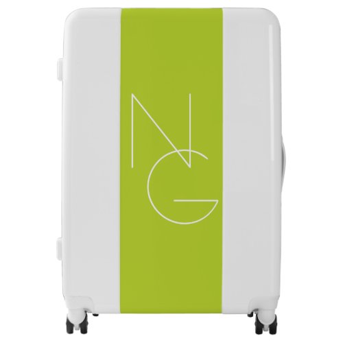 Modern 2 Overlapping Initials  Lime Green Luggage