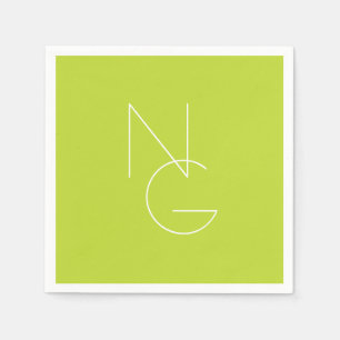 Modern 2 Overlapping Initials   Lime Green Napkins
