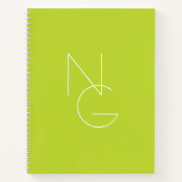 Modern 2 Overlapping Initials | Lime Green Notebook