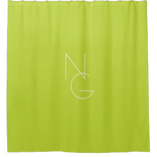 Modern 2 Overlapping Initials Lime Green Shower Curtain