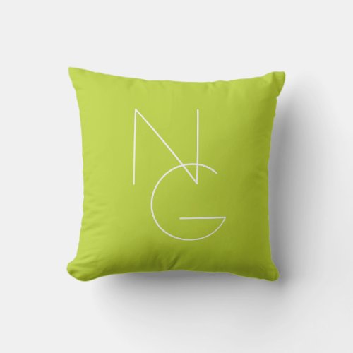 Modern 2 Overlapping Initials  Lime Green Throw Pillow