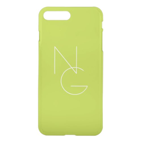 Modern 2 Overlapping Initials  Lime Green iPhone 8 Plus7 Plus Case