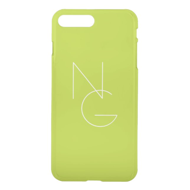 Modern 2 Overlapping Initials | Lime Green Uncommon iPhone Case (Back)