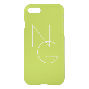 Modern 2 Overlapping Initials Lime Green iPhone SE/8/7 Case
