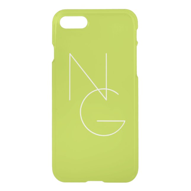 Modern 2 Overlapping Initials | Lime Green Uncommon iPhone Case (Back)