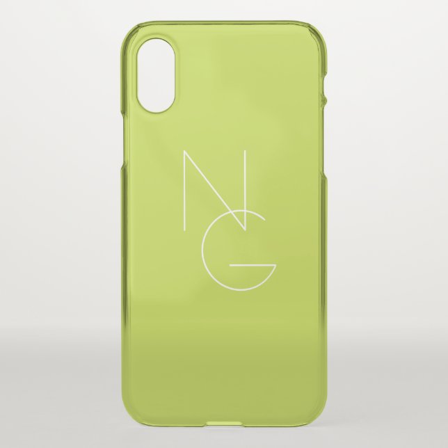 Modern 2 Overlapping Initials | Lime Green Uncommon iPhone Case (Back)