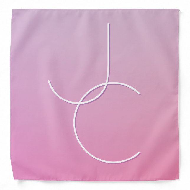 Modern 2 Overlapping Initials | Pink Ombre Bandana (Front)