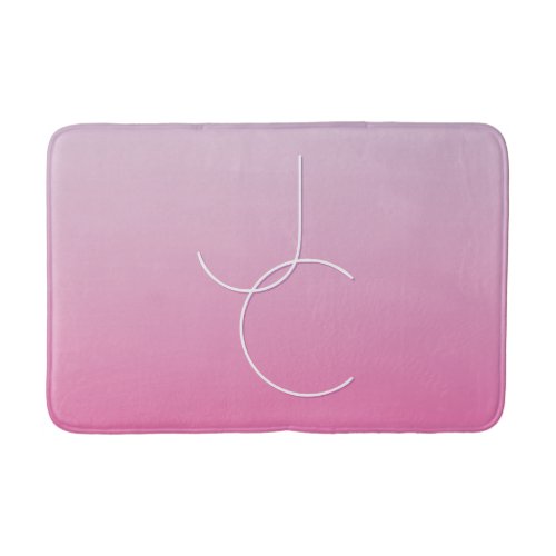 Modern 2 Overlapping Initials  Pink Ombre Bath Mat