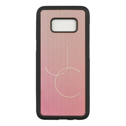 Modern 2 Overlapping Initials | Pink Ombre Carved Samsung Galaxy S8 Case