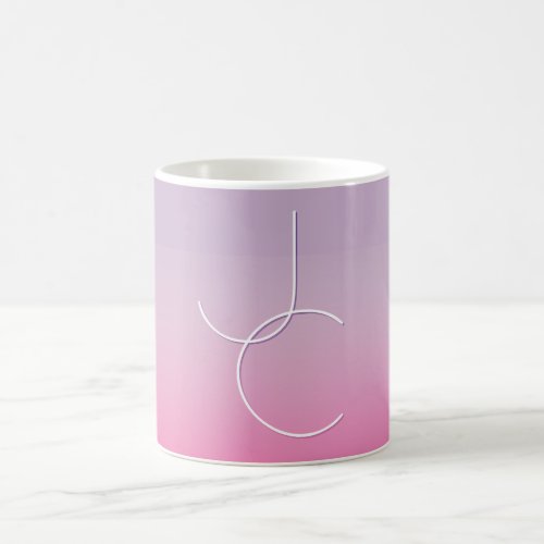 Modern 2 Overlapping Initials  Pink Ombre Coffee Mug