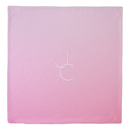 Modern 2 Overlapping Initials  Pink Ombre Duvet Cover