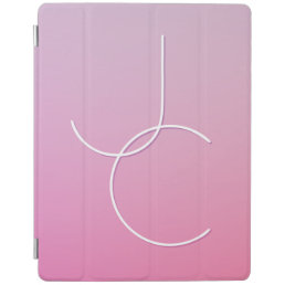 Modern 2 Overlapping Initials | Pink Ombre iPad Smart Cover