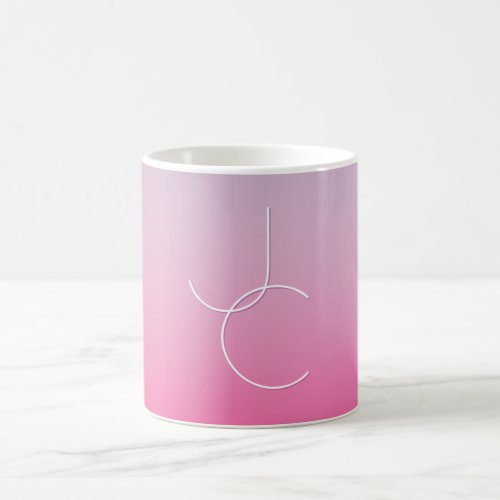 Modern 2 Overlapping Initials  Pink Ombre Magic Mug