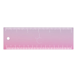 Modern 2 Overlapping Initials Pink Ombre Ruler