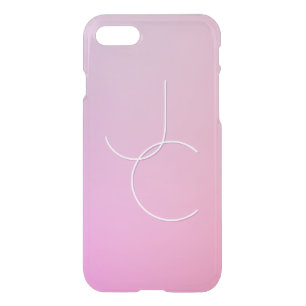 Modern 2 Overlapping Initials Pink Ombre iPhone SE/8/7 Case