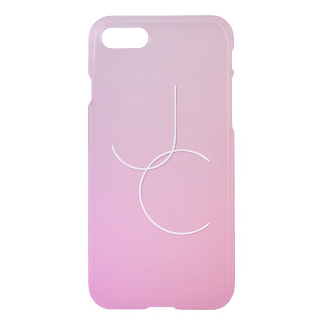 Modern 2 Overlapping Initials | Pink Ombre Uncommon iPhone Case (Back)