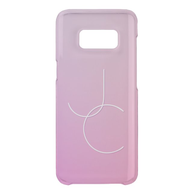 Modern 2 Overlapping Initials | Pink Ombre Uncommon Samsung Galaxy Case (Back)