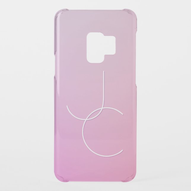Modern 2 Overlapping Initials | Pink Ombre Uncommon Samsung Galaxy Case (Back)