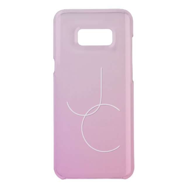 Modern 2 Overlapping Initials | Pink Ombre Uncommon Samsung Galaxy Case (Back)