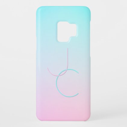 Modern 2 Overlapping Initials | Turquoise Pink Case-Mate Samsung Galaxy S9 Case
