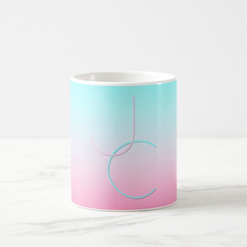 Modern 2 Overlapping Initials  Turquoise Pink Coffee Mug