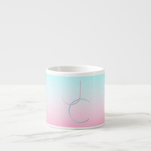 Modern 2 Overlapping Initials  Turquoise Pink Espresso Cup