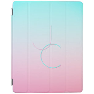 Modern 2 Overlapping Initials Turquoise Pink iPad Smart Cover