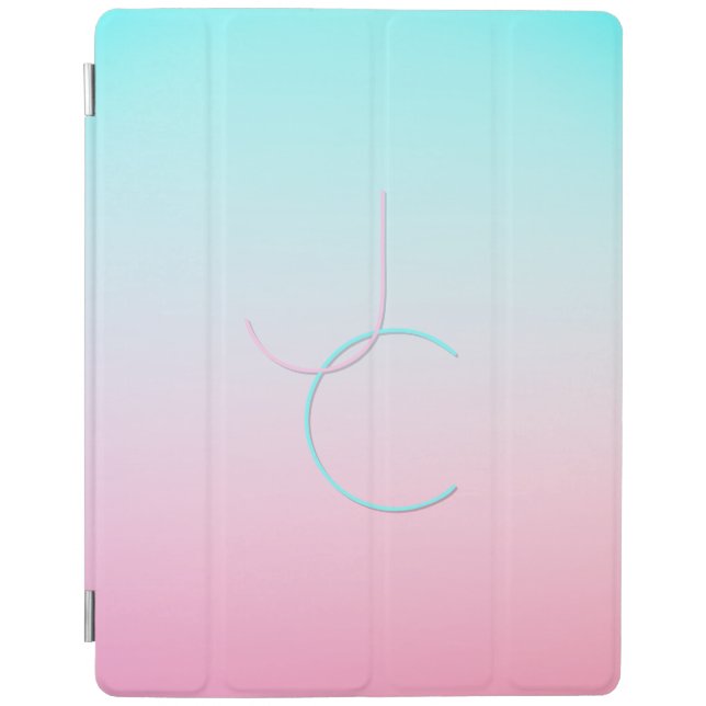 Modern 2 Overlapping Initials | Turquoise Pink iPad Smart Cover (Front)