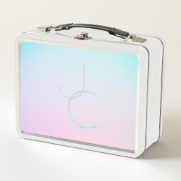 Modern 2 Overlapping Initials | Turquoise Pink Metal Lunch Box