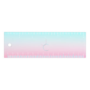 Modern 2 Overlapping Initials   Turquoise Pink Ruler