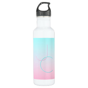 Modern 2 Overlapping Initials Turquoise Pink Stainless Steel Water Bottle