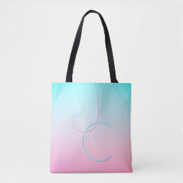 Modern 2 Overlapping Initials | Turquoise Pink Tote Bag