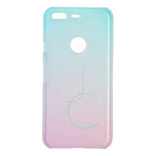 Modern 2 Overlapping Initials   Turquoise Pink Uncommon Google Pixel Case