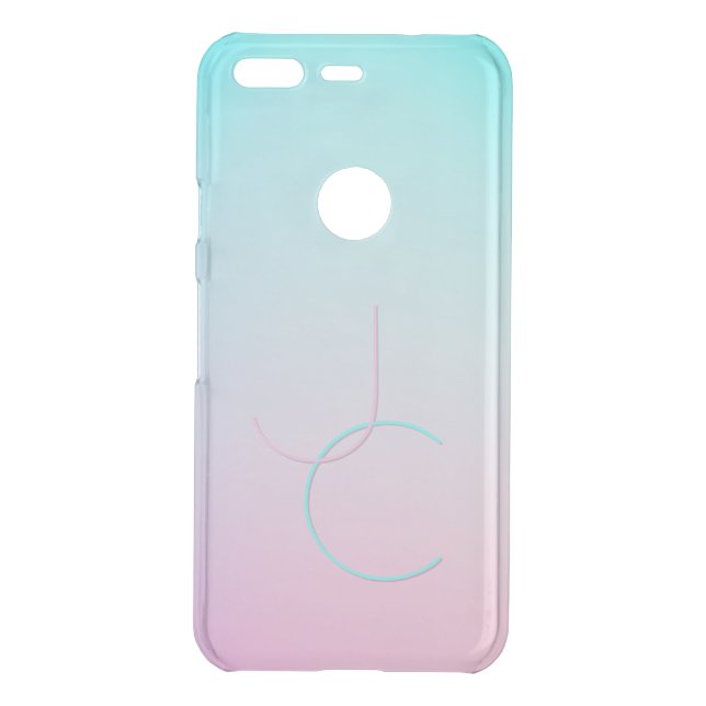 Modern 2 Overlapping Initials | Turquoise Pink Uncommon Google Pixel Case (Back)