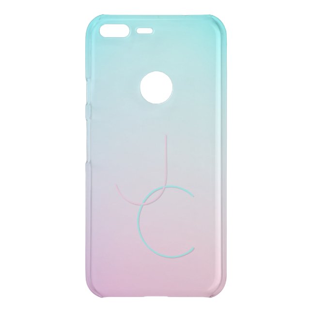 Modern 2 Overlapping Initials | Turquoise Pink Uncommon Google Pixel XL Case (Back)