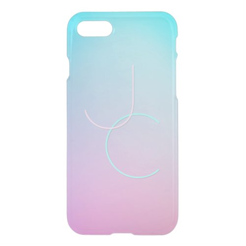 Modern 2 Overlapping Initials  Turquoise Pink iPhone SE87 Case