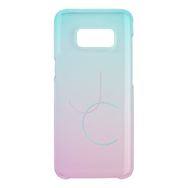 Modern 2 Overlapping Initials | Turquoise Pink Uncommon Samsung Galaxy Case (Back)