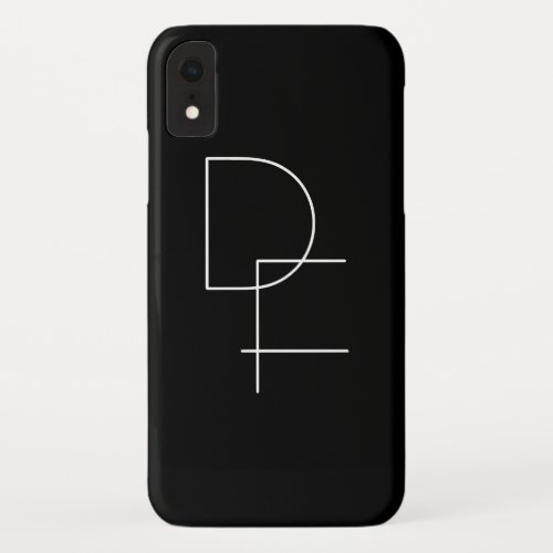 Modern 2 Overlapping Initials  White on Black iPhone XR Case