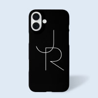 Modern 2 Overlapping Initials | White on Black