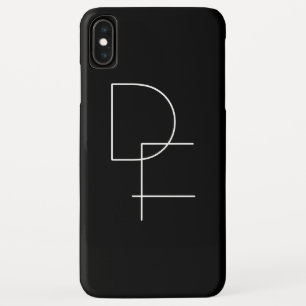 Modern 2 Overlapping Initials White on Black iPhone XS Max Case
