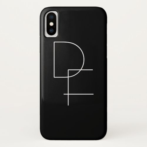Modern 2 Overlapping Initials  White on Black iPhone XS Case