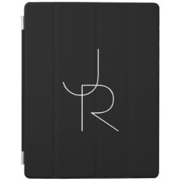 Modern 2 Overlapping Initials | White on Black iPad Smart Cover