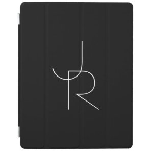 Modern 2 Overlapping Initials | White on Black iPad Smart Cover