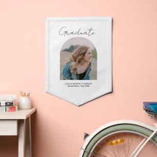 Modern 2 Photo Arch Graduation Announcement Pennant