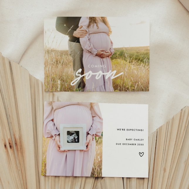 Modern 2-Photo Baby 'Coming Soon' Pregnancy Announcement (Creator Uploaded)