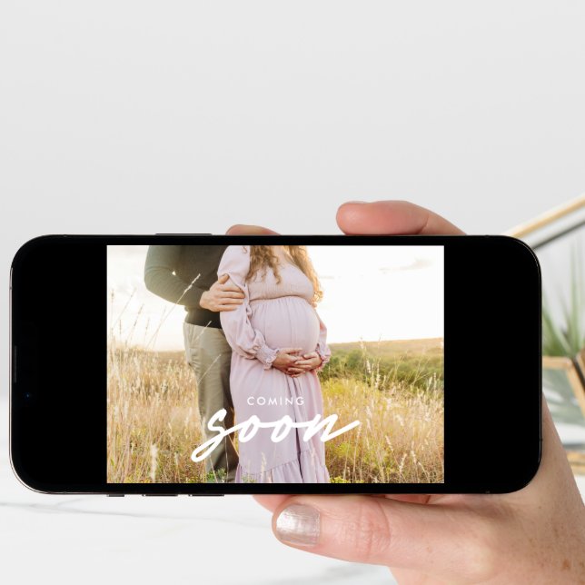 Modern 2-Photo Baby 'Coming Soon' Pregnancy Announcement (Front Digital)