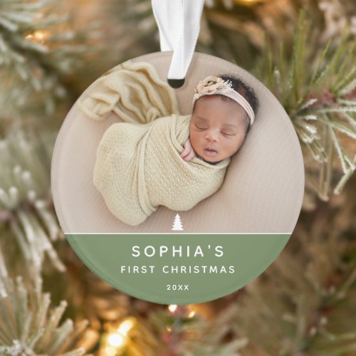 Modern 2 Photo Babys First Christmas Acrylic Ornament