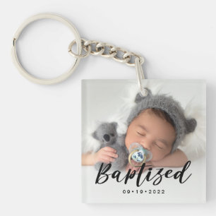 Modern 2 Photo Baptized Keychain